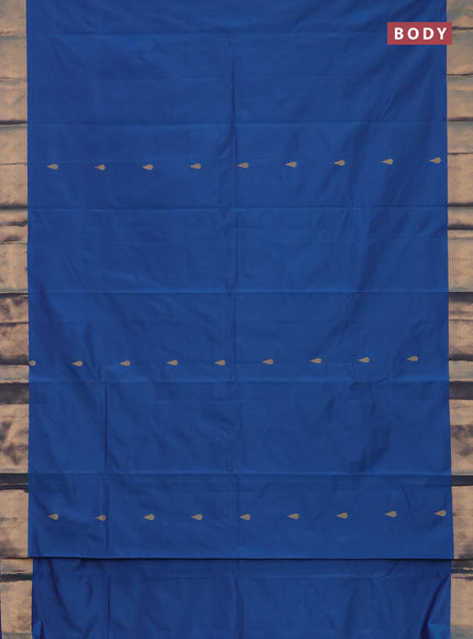 Arani semi silk saree cs blue with zari woven thilak buttas and zari woven border