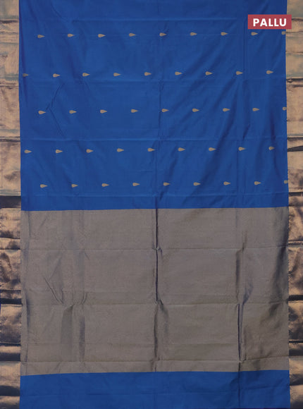 Arani semi silk saree cs blue with zari woven thilak buttas and zari woven border