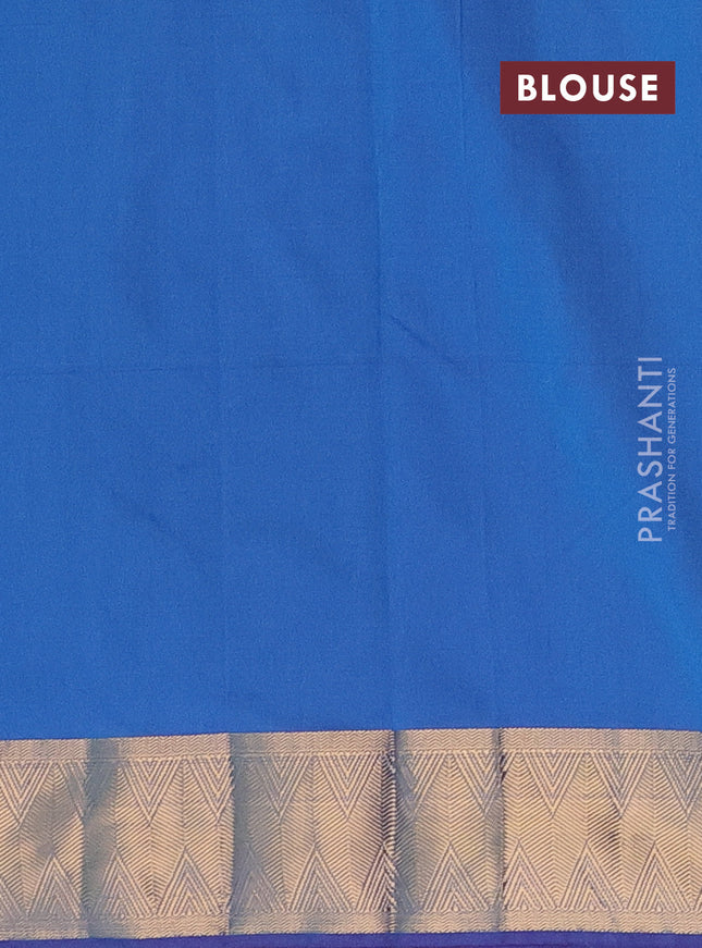 Arani semi silk saree cs blue with zari woven thilak buttas and zari woven border