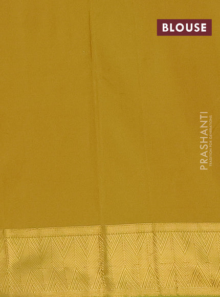 Arani semi silk saree dual shade of mustard yellow with zari woven thilak buttas and zari woven border