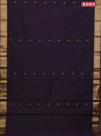 Arani semi silk saree jamun shade with zari woven thilak buttas and zari woven border