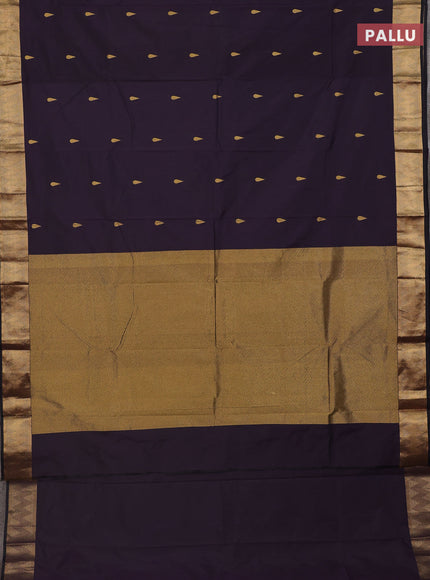 Arani semi silk saree jamun shade with zari woven thilak buttas and zari woven border