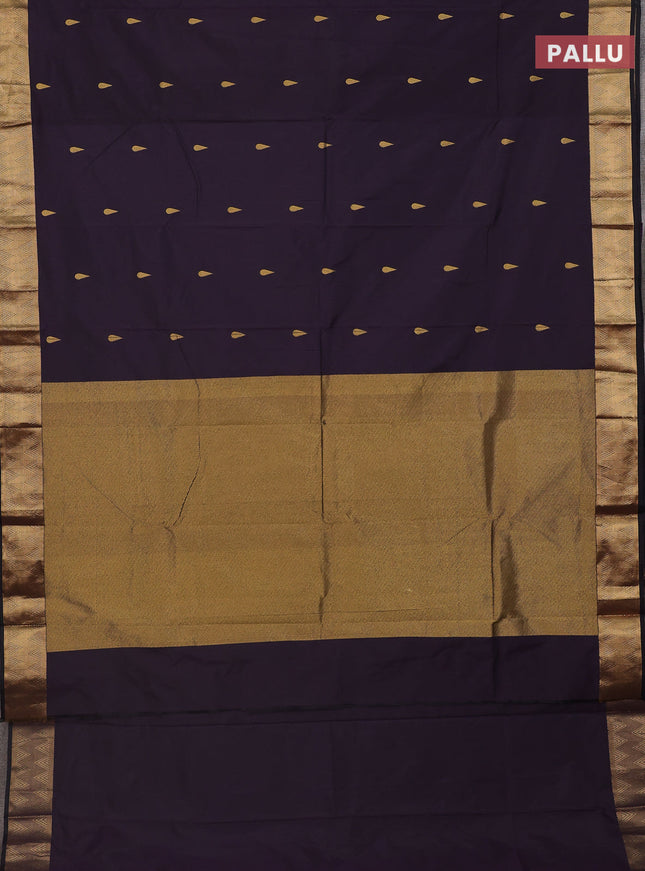 Arani semi silk saree jamun shade with zari woven thilak buttas and zari woven border