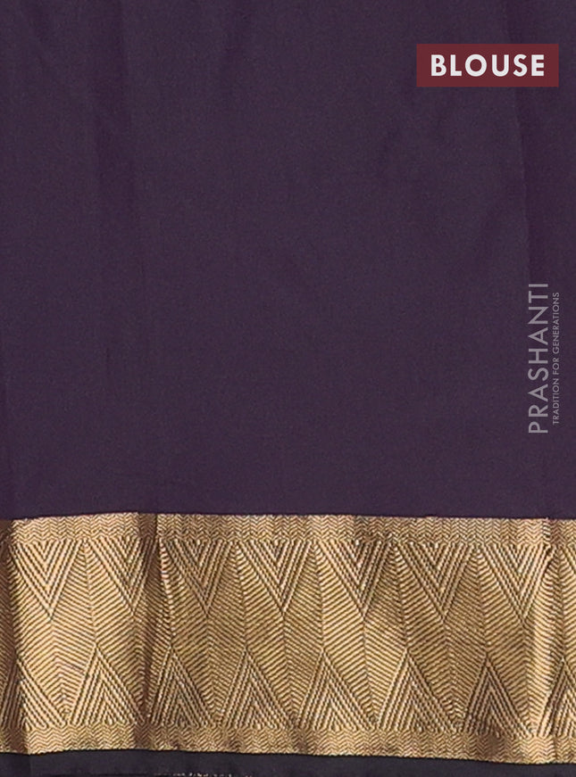 Arani semi silk saree jamun shade with zari woven thilak buttas and zari woven border