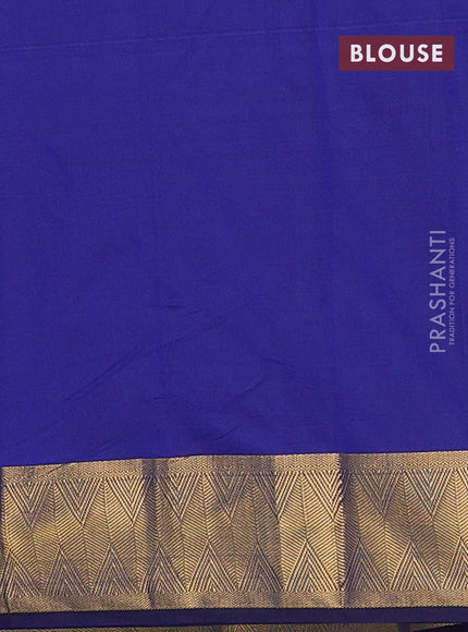 Arani semi silk saree blue with zari woven thilak buttas and zari woven border