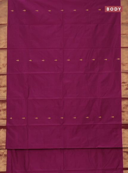 Arani semi silk saree magenta pink with zari woven thilak buttas and zari woven border