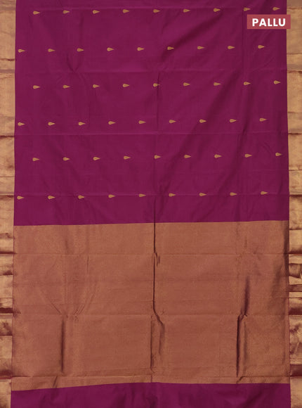 Arani semi silk saree magenta pink with zari woven thilak buttas and zari woven border