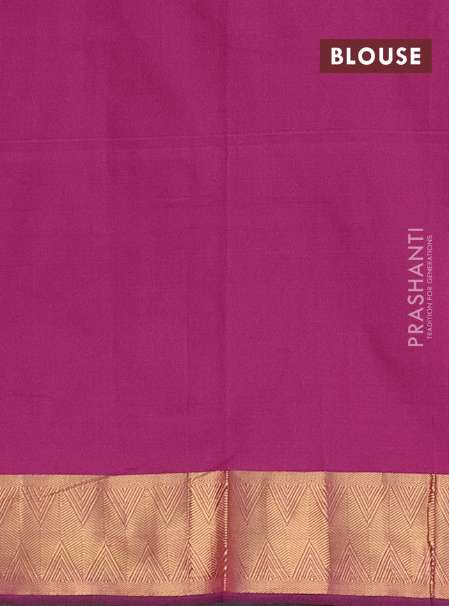 Arani semi silk saree magenta pink with zari woven thilak buttas and zari woven border