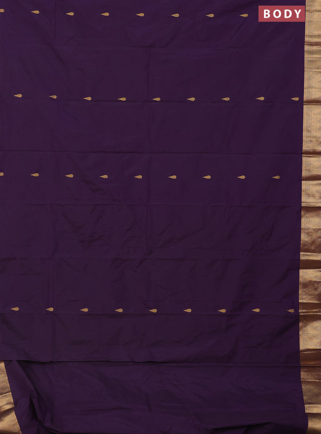 Arani semi silk saree violet with zari woven thilak buttas and zari woven border
