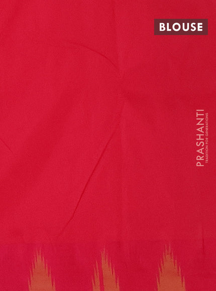 Arani semi silk saree teal blue and pink with plain body and temple design border