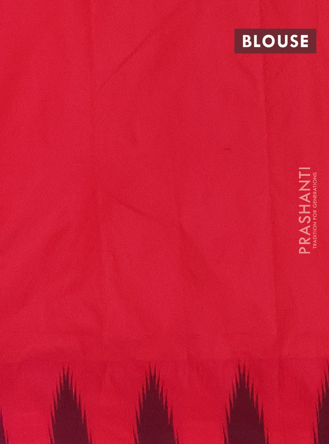 Arani semi silk saree pista green and dual shade of pink with plain body and temple design border