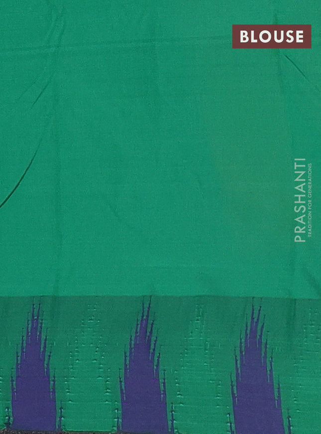 Arani semi silk saree mango yellow and dual shade of green with plain body and temple design border