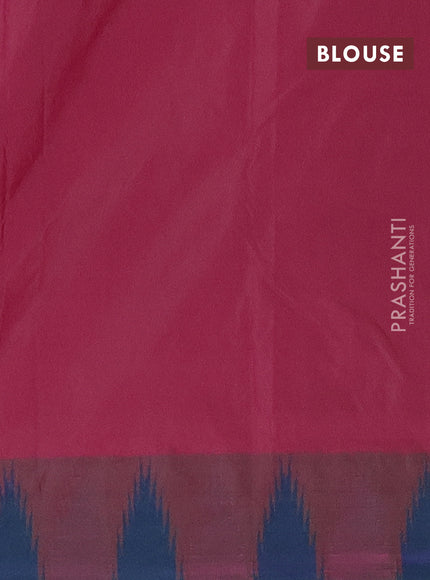 Arani semi silk saree green and blue with plain body and temple design border