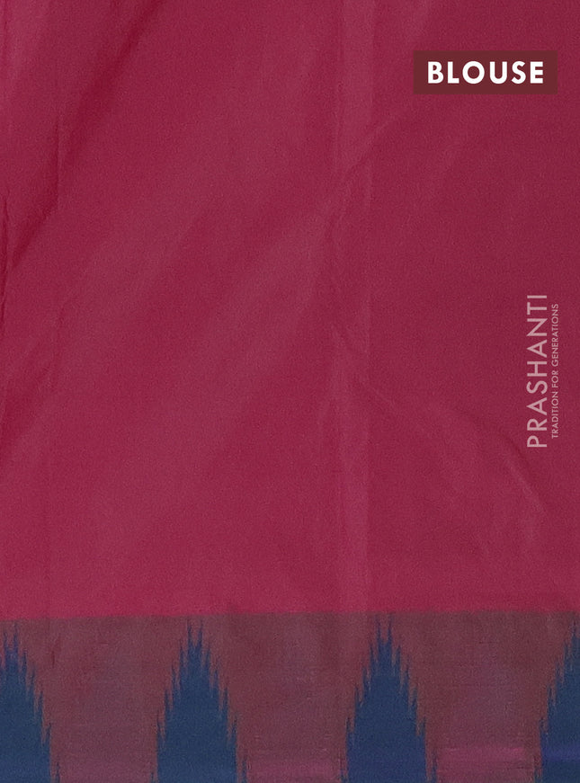 Arani semi silk saree green and blue with plain body and temple design border