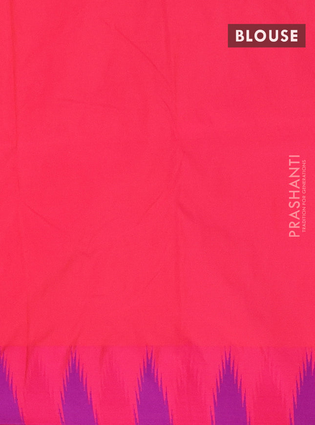 Arani semi silk saree cs blue and dual shade of purple with plain body and temple design border