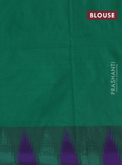 Arani semi silk saree magenta pink and green violet with plain body and temple design border