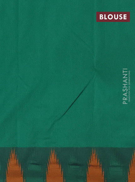 Arani semi silk saree black and green mustard yellow with plain body and temple design border