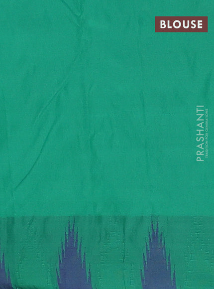 Arani semi silk saree maroon shade and dual shade of green with plain body and temple design border