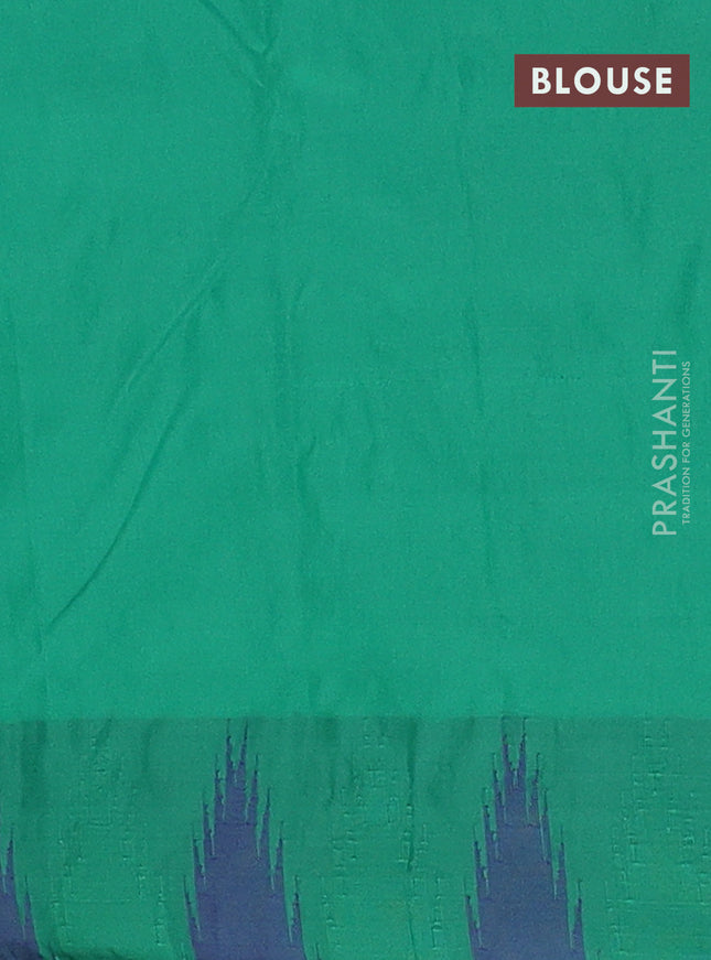 Arani semi silk saree maroon shade and dual shade of green with plain body and temple design border