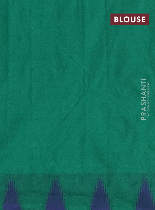 Arani semi silk saree rust shade and green with plain body and temple design border