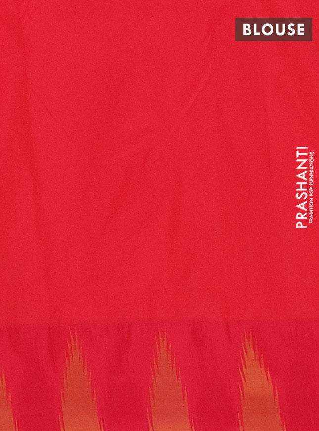 Arani semi silk saree teal blue and pink with plain body and temple design border