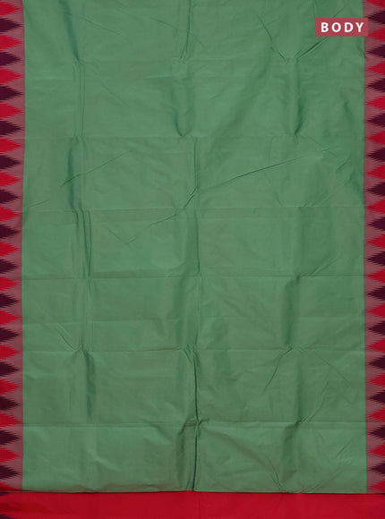 Arani semi silk saree green shade and dual shade of pink with plain body and temple design border