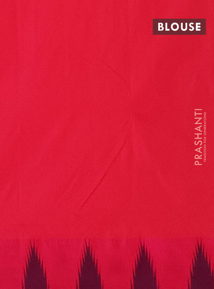 Arani semi silk saree green shade and dual shade of pink with plain body and temple design border