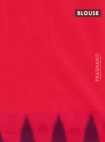 Arani semi silk saree mango yellow and pink with plain body and temple design border