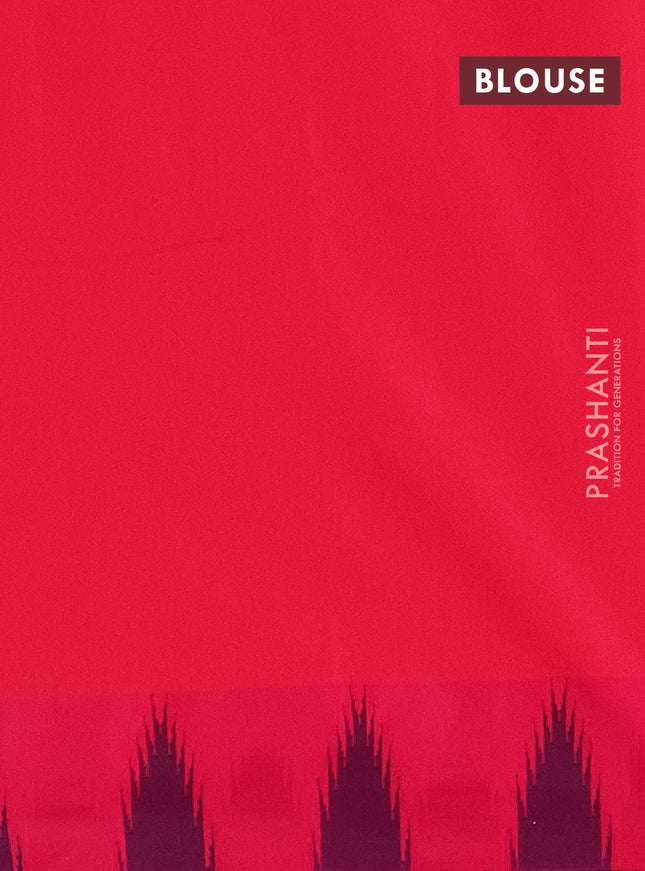 Arani semi silk saree mango yellow and pink with plain body and temple design border