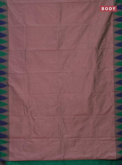 Arani semi silk saree pastel pink and green with plain body and temple design border