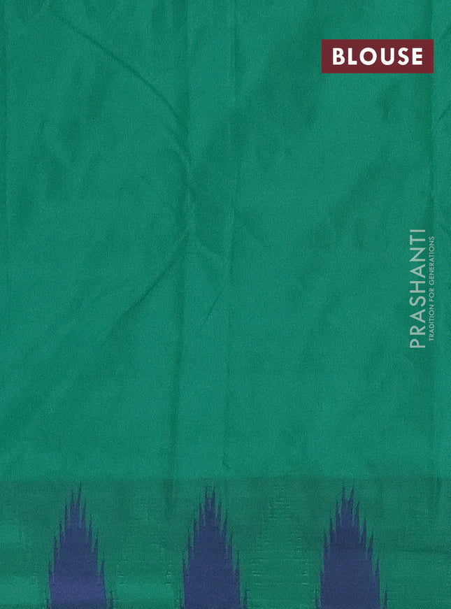 Arani semi silk saree pastel pink and green with plain body and temple design border