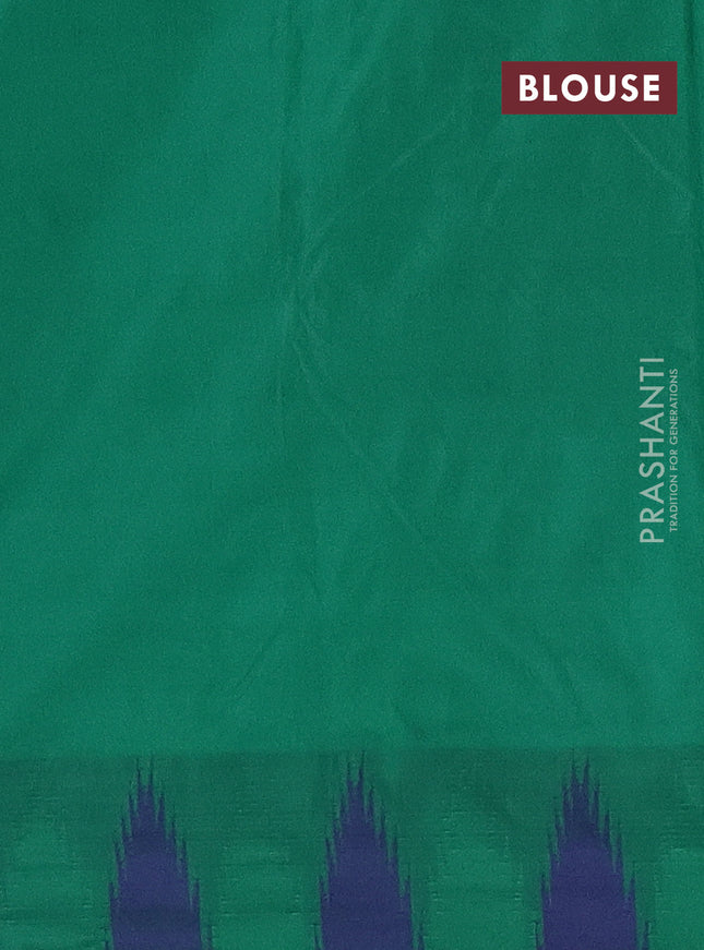 Arani semi silk saree purple and dual shade of green with plain body and temple design border