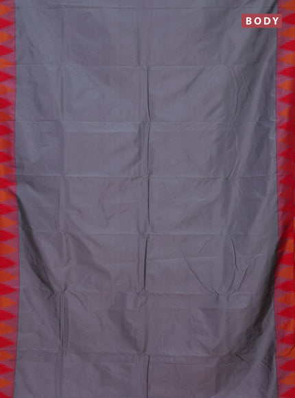 Arani semi silk saree grey and dual shade of pink with plain body and temple design border