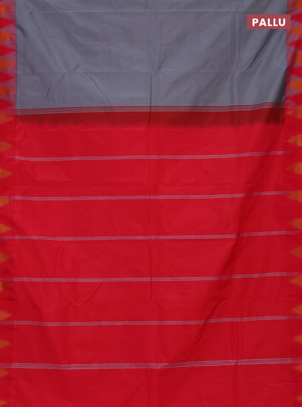 Arani semi silk saree grey and dual shade of pink with plain body and temple design border