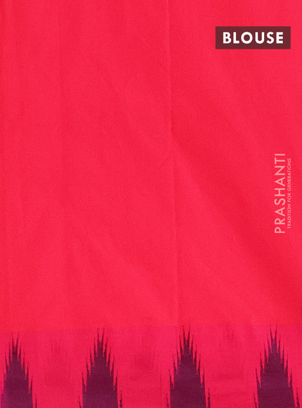 Arani semi silk saree sap green and dual shade of pink with plain body and temple design border
