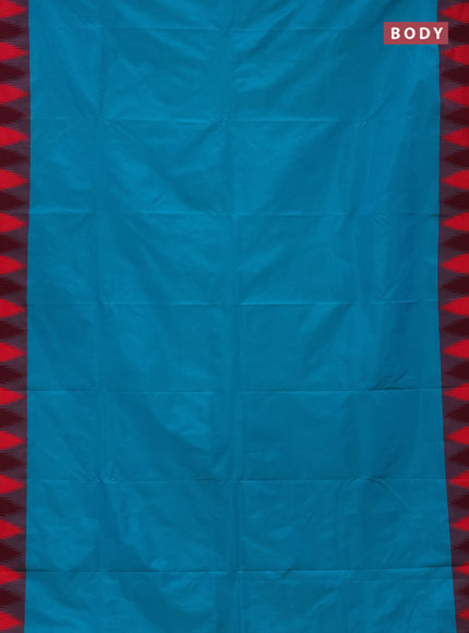 Arani semi silk saree teal blue shade and dual shade of pink with plain body and temple design border