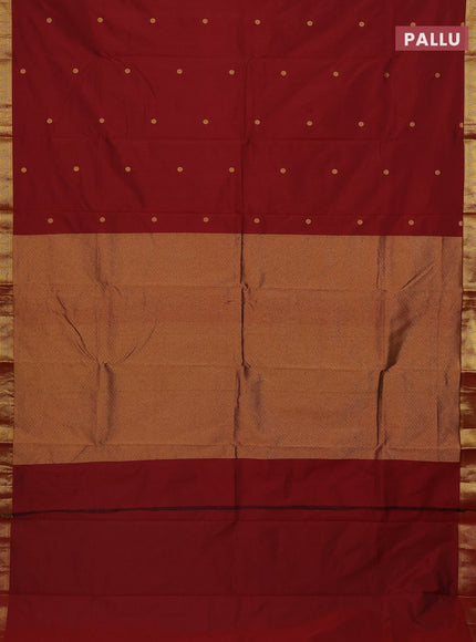 Arani semi silk saree maroon with zari woven rudhraksha buttas and zari woven border