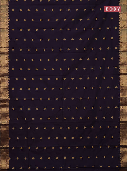 Arani semi silk saree deep violet with zari woven floral buttas and zari woven border