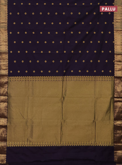Arani semi silk saree deep violet with zari woven floral buttas and zari woven border
