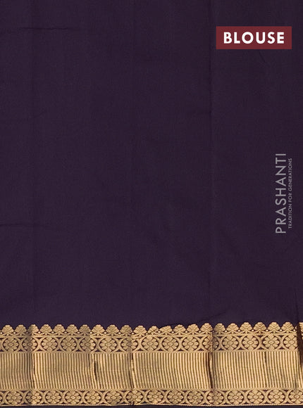Arani semi silk saree deep violet with zari woven floral buttas and zari woven border