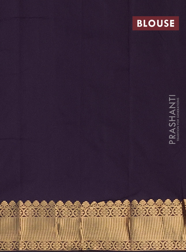 Arani semi silk saree deep violet with zari woven floral buttas and zari woven border