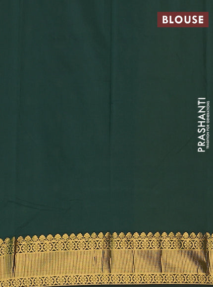 Arani semi silk saree bottle green with zari woven floral buttas and zari woven border