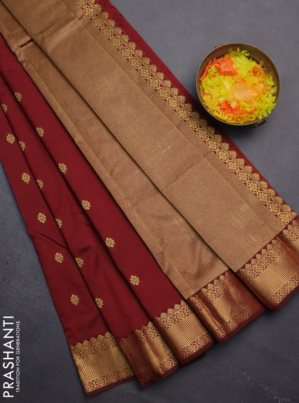 Arani semi silk saree maroon with zari woven floral buttas and zari woven border