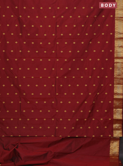 Arani semi silk saree maroon with zari woven floral buttas and zari woven border