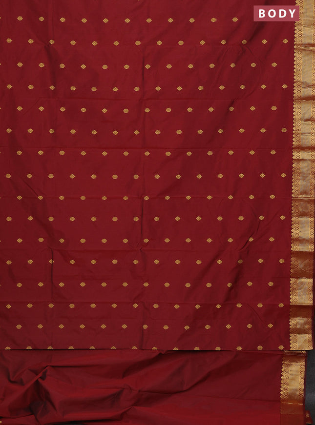 Arani semi silk saree maroon with zari woven floral buttas and zari woven border