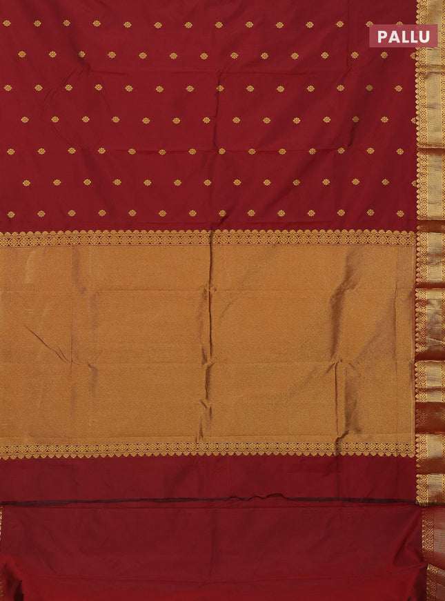 Arani semi silk saree maroon with zari woven floral buttas and zari woven border