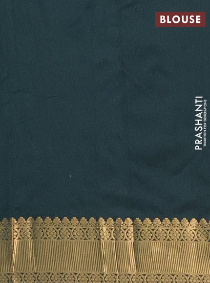 Arani semi silk saree bottle green with zari woven floral buttas and zari woven border