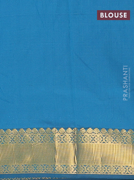 Arani semi silk saree peacock blue with zari woven floral buttas and zari woven border