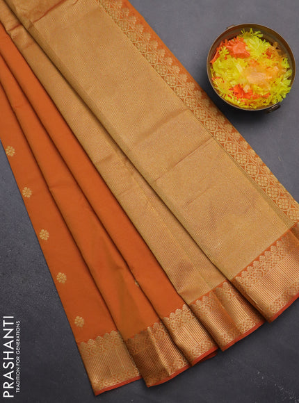 Arani semi silk saree dual shade of mustard with zari woven floral buttas and zari woven border