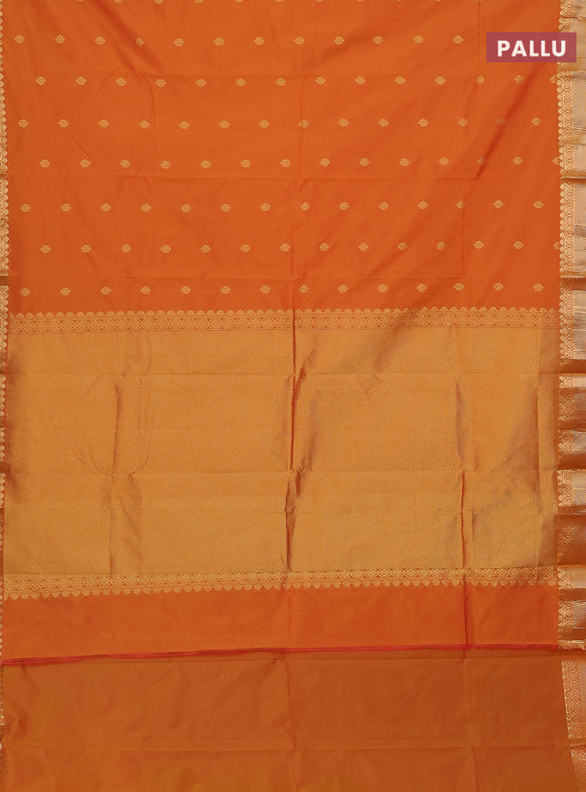 Arani semi silk saree dual shade of mustard with zari woven floral buttas and zari woven border